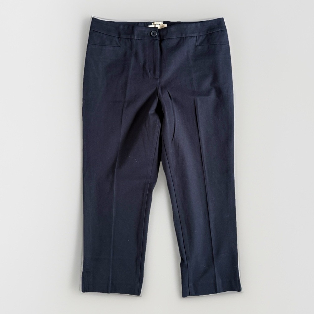 NWT Talbots Curvy Petite Navy Crop Ankle Pant Women 8P 32 Stretch Career Office